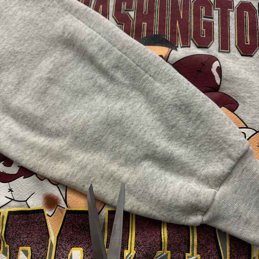 Vintage 90s Washington Redskins The Flintstones Sweatshirt NFL Football Grey L - Picture 7 of 8